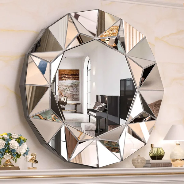 Lamarria Round Beveled Decor Silver Polished Mirror with 3-Year Warranty - Image 2