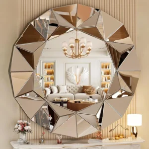 Lamarria Round Beveled Decor Silver Polished Mirror with 3-Year Warranty