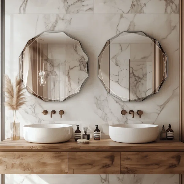 Oval Beveled Frameless Bathroom Vanity Mirror Decorative Wall Accent Mirror - Image 2