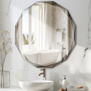 Oval Beveled Frameless Bathroom Vanity Mirror Decorative Wall Accent Mirror